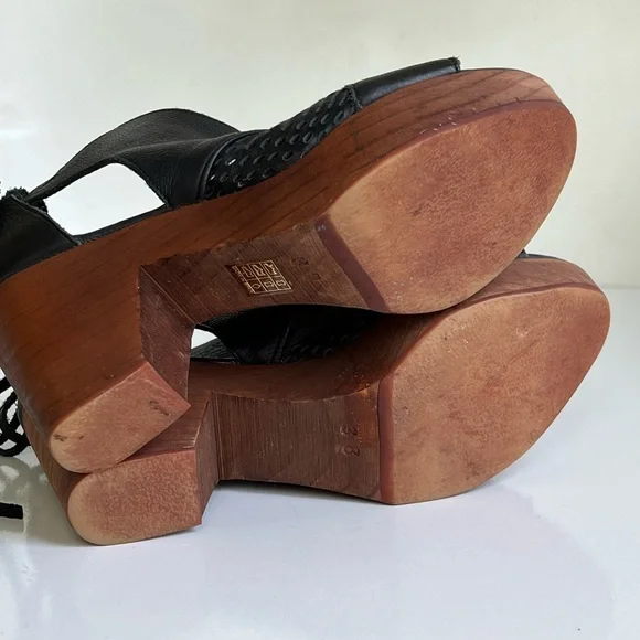 Free People Black Leather Mules with Brown Heels - Picture 11 of 15